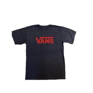 VANS Men's Medium Dark Gray Logo Graphic Print Short Sleeve T-Shirt